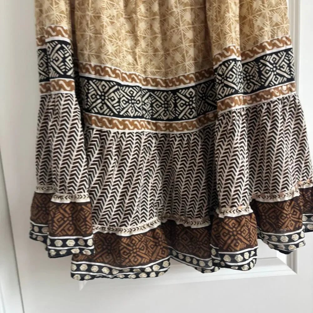 White Stag Boho Tiered Maxi Skirt Brown Festival Hippie Gypsy Cottagecore Size L - Picture 11 of 16